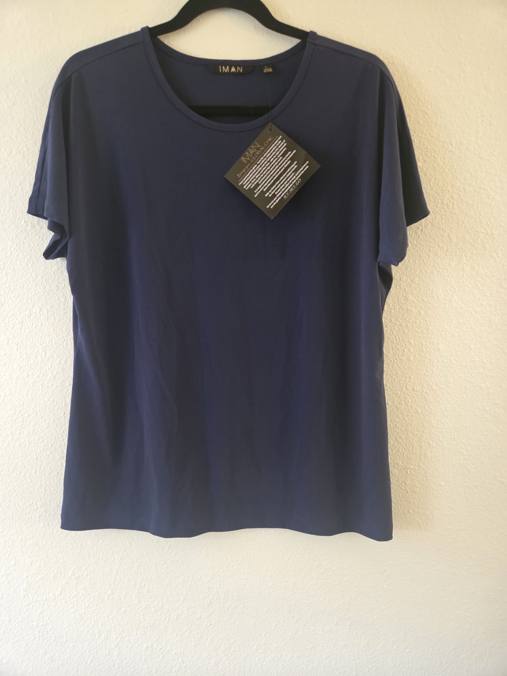 IMAN Navy Short Sleeve Crew Neck Tee